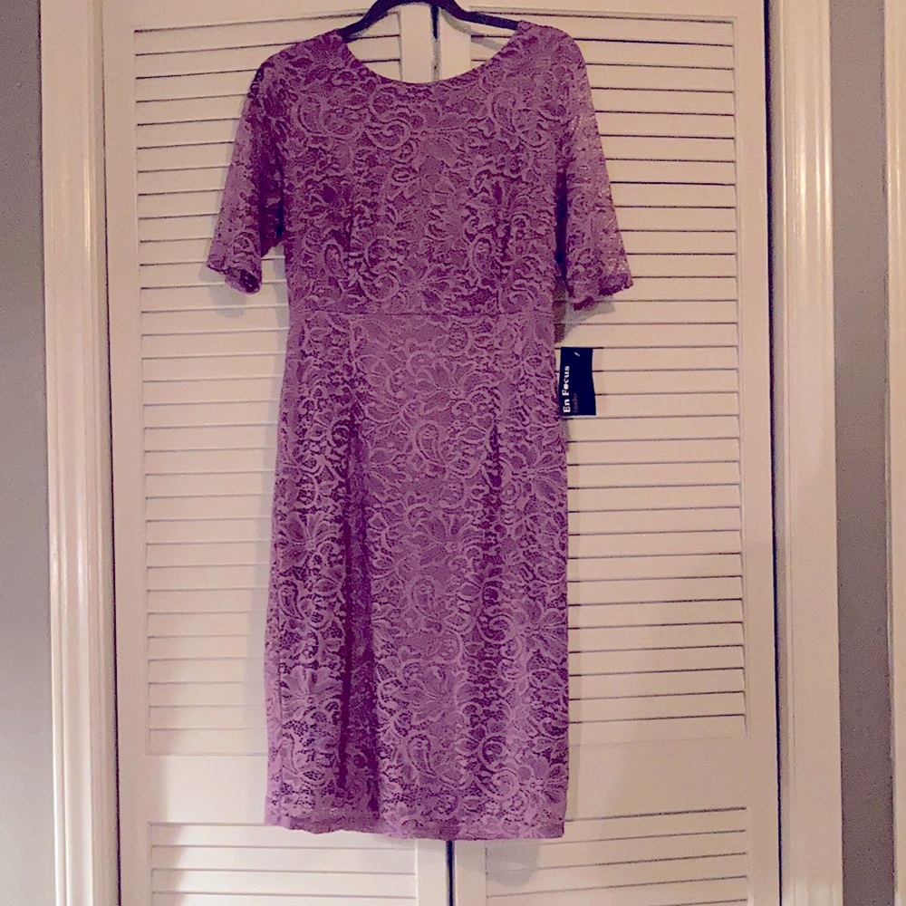 Lilac lace dress 3/4 sleeved size 12
